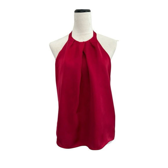 Theory Halter Top Womens Medium Red Kensi Sleeveless Silk Lined Neck Tie Holiday - Picture 1 of 9